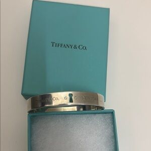 Tiffany & Co. Silver Diamond Keyhole Bangle